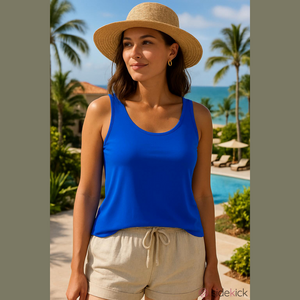 CHICOS Blue Sleeveless Tank Top Chico’s Sz 3 XL Pit to Pit 21 5/8” Preworn